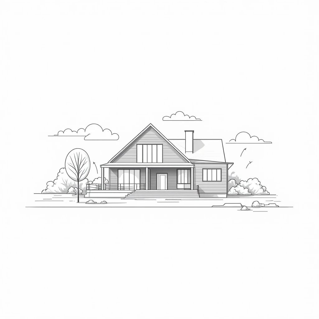 Create a line art of real estate, transparent background