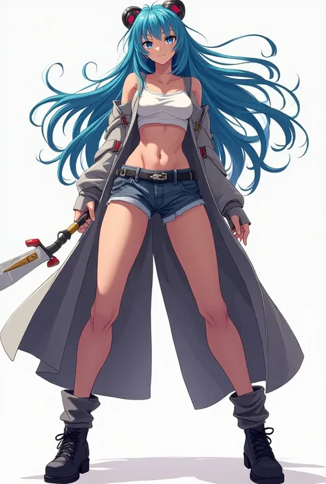 26-Year-Old Woman With Big Legs Bare(Large size)Blue hair, blue eyes in anime 