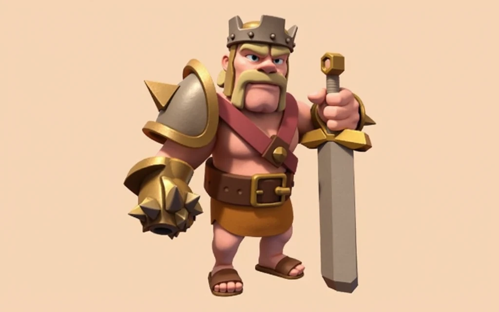 Put this characters face on Clash of Clans Barbarian King, but 3D anime