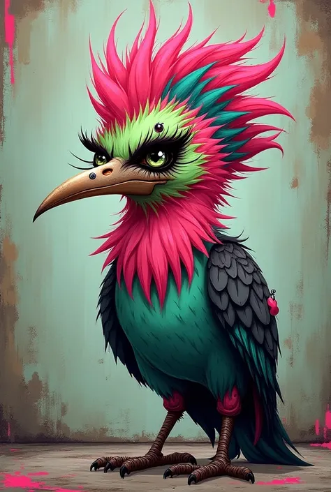 Draw the crazy punk rock bird