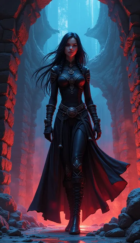 ...

"In the style of a dynamic comic art, generate a scene featuring Shadowheart, a slim muscular female with long, raven black hair in a braid. Recreate the Baldurs Gate 3 universes unique atmosphere through vibrant, contrasting colors, and intricate det...