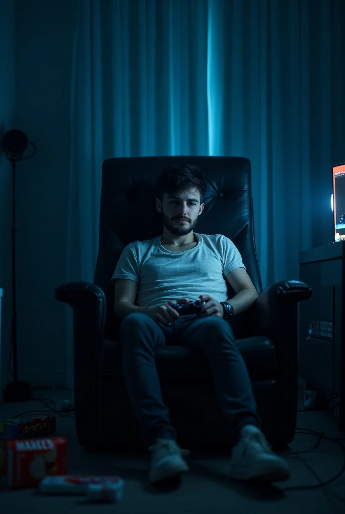 Une personne addicte au jeu vidéo et délaisse ses repas et son sommeil