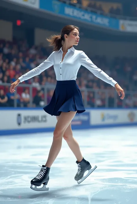 Figure skater in social school attire