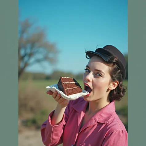 cinematic film still chocolate, chocolate cake, dark background, quality photo, moist texture, frosting, studio photo, slice . shallow depth of field, vignette, highly detailed, high budget, bokeh, cinemascope, moody, epic, gorgeous, film grain, grainy