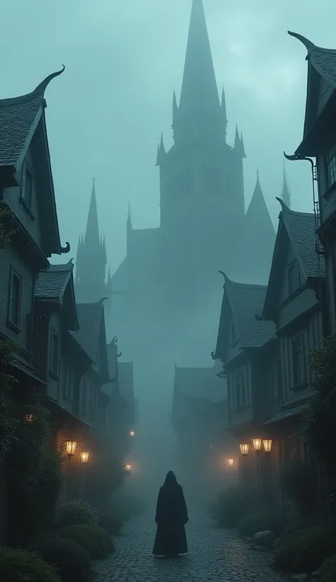 In a shroud of ethereal fog, a mysterious town emerges, its streets and buildings cloaked in an air of enigmatic enchantment. The camera captures this scene, inviting the viewer to step into a world where the boundaries between the natural and the supernat...