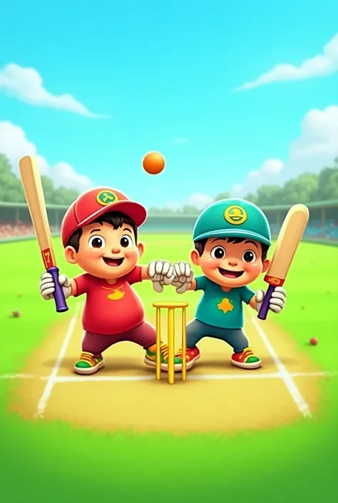 Motu Patlu playing cricket logo 