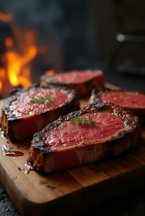 Create a ultra realistic image for me that shows my Grill steaks, very detail, high resolution