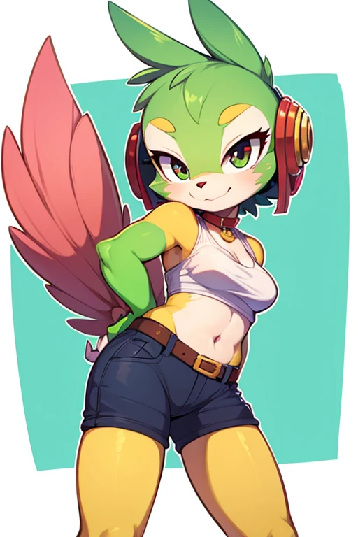 Female furry sarina green parrot tiny toons adventure style 