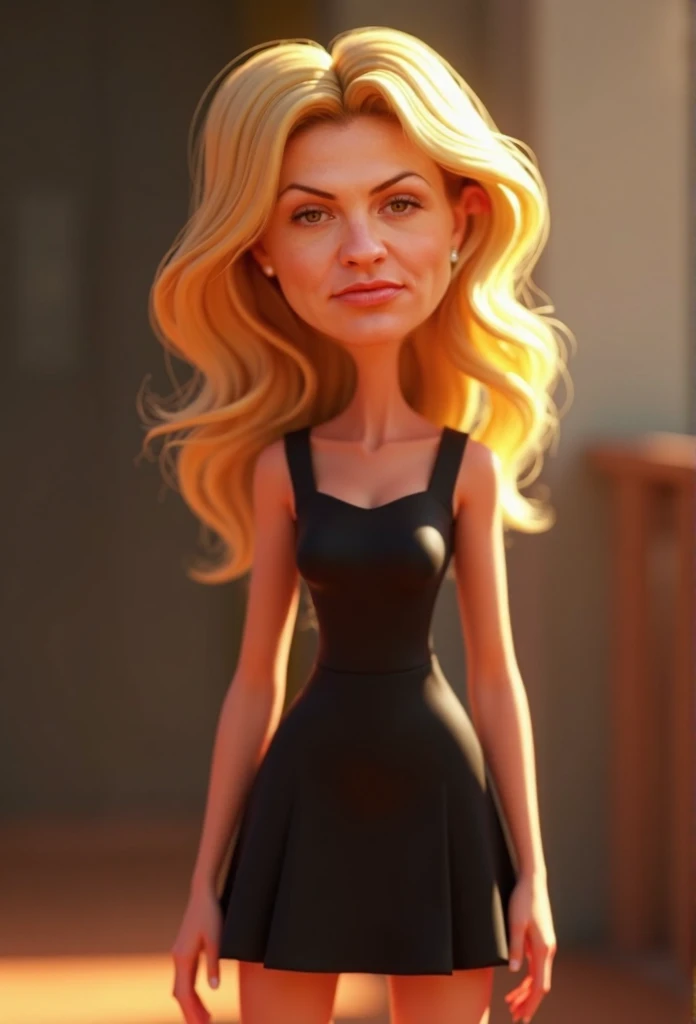 Cartoon character of a blond woman wearing black dress , um personagem animado, Caractere estilizado, animation style rendering, 3D estilizado, Arnold Maya render, 3 d render stylized, toon render keyshot, Personagem 3D, Personagem 3D, 3d rendering stylize...