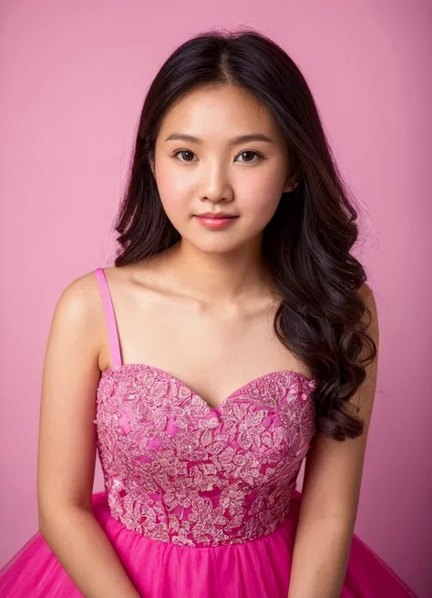 arafed asian woman with a pink dress posing for a picture, 18 years old, 2 , 2 , 21 years old, 2 , 19-year-old girl, 2 , 1 , 2 , 2 , asian girl, young and cute girl