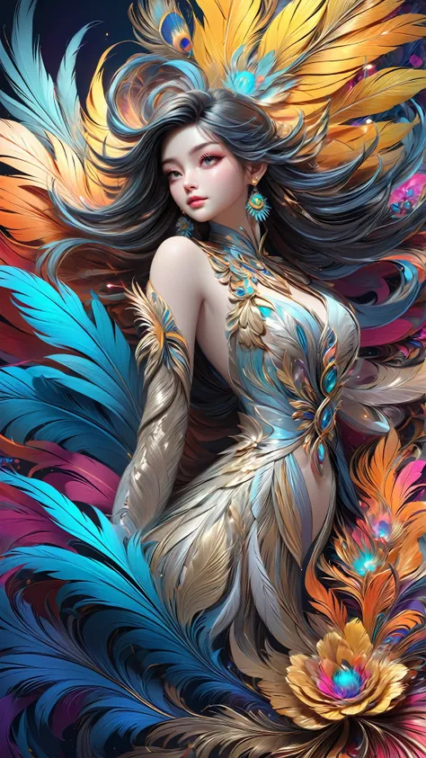 (masterpiece,  Top quality ,  Best Quality,  Official Art , beautiful and aesthetic:1.2), ( 1 girl :1.3),  Very Detailed ,(fractal art:1.1),(colorful:1.1)(flower:1.3),Highest detail,(Winding painting:1.2), (dynamic pose), (Abstract Background:1.3), ( shiny...