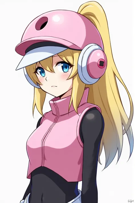 Ciel From Mega Man Zero. Human Scientist. Modest Stature. Pale Skin, Cobalt Blue Eyes, Long Thick Blonde Hair With Three Angular Bangs, Usually Tied Into A Ponytail. Pink Outfit Consisting Of A Helmet With A Resistance Vest, Plated High Heels And White Glo...