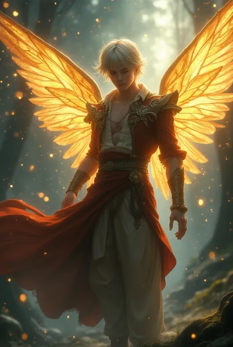 PIXIV Winners, Fantasy art, Elf male ผู้สวยงาม,  Alchemist, slim man in the imagination, Winged ,  creatures shining like fairies , Elf male , , the prince with alternative sexuality ,  Beautiful and handsome wings  ,  attractive male god ,  handsome young...