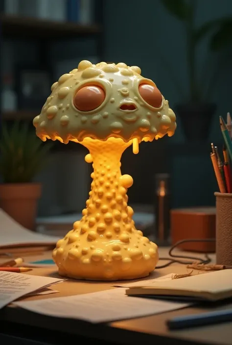 Desk lamp with a sticky feel
