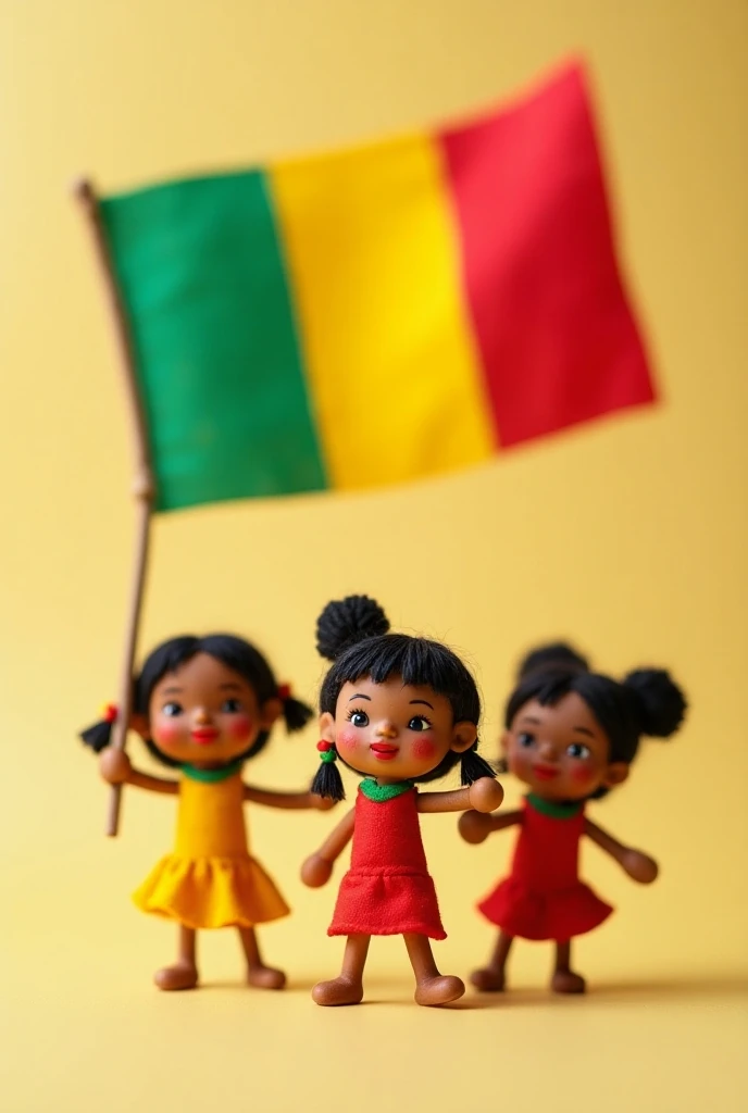 Little dolls holding the Cameroonian flag