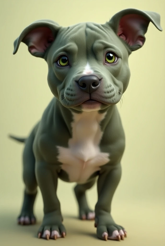 Attractive cute green-eyed pitbull dog with juvenile coat 