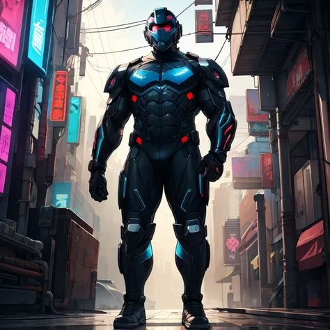  Thick Outlines 、human、male、37 years old、Muscular、 hero suit、 full body tights、 Full Face Helmet 、 Cyberpunk 、sweat、Heat、 steam 、moisture