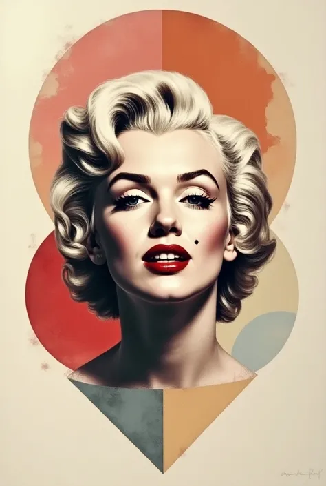 Create Marilyn Monroes face in a composition with circles, squares and triangle 