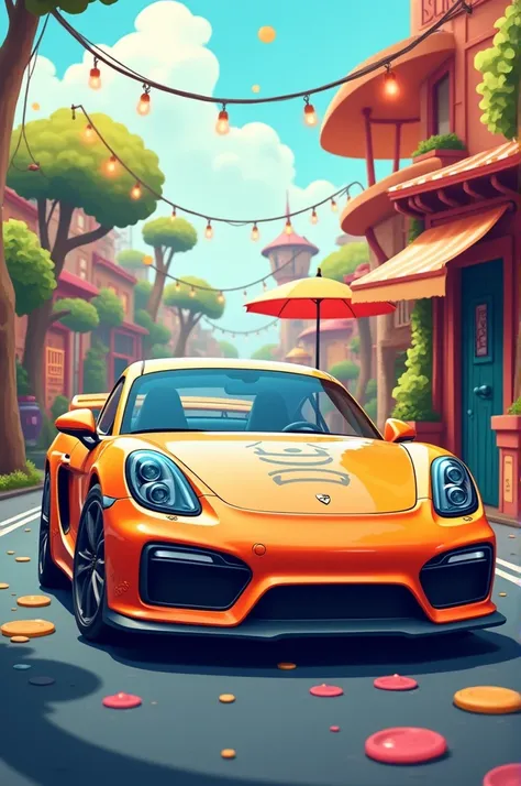 Porsche Cayman cartoon style 