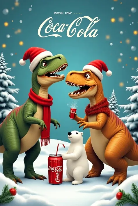 I want stickers with the collaboration between Jurassic dinosaurs and Coca-Cola on Christmas