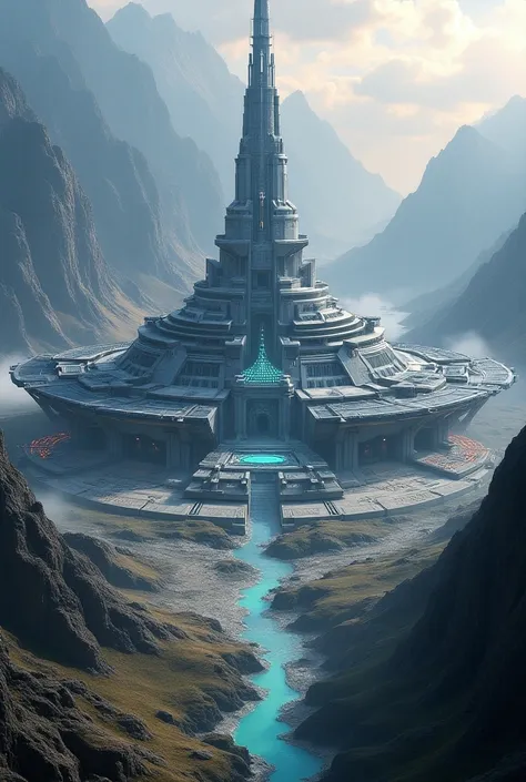 Draw me a picture of a military base in a fantasy world but still has modern elements and looks big.without people and not look like tower 