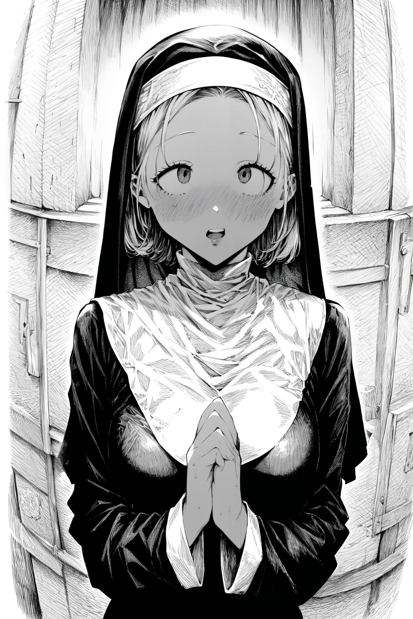 score_9, score_8_up, score_7_up, score_6_up, masterpiece, best quality, greyscale, 1girl, manga art, extremely detailed, highly ...