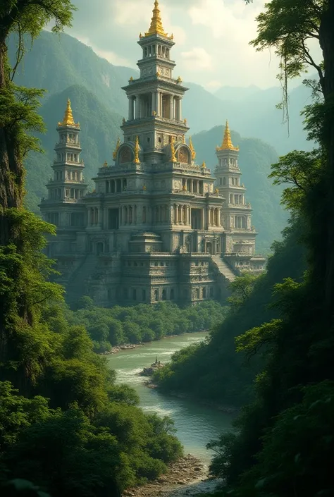 A lost city in the middle of the Amazon with gold and several towers 