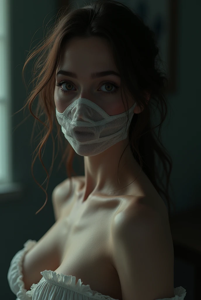 (photorealism:1.2), beautiful woman gagged