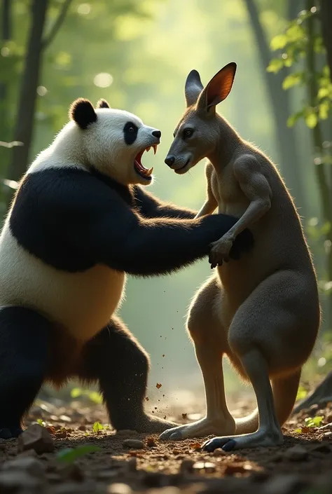 A panda killing a kangaroo 