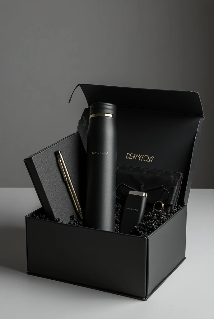 Corporate gift box
Basket box black including pen, keychain, dairy, water bottle picture from 90 degrees 