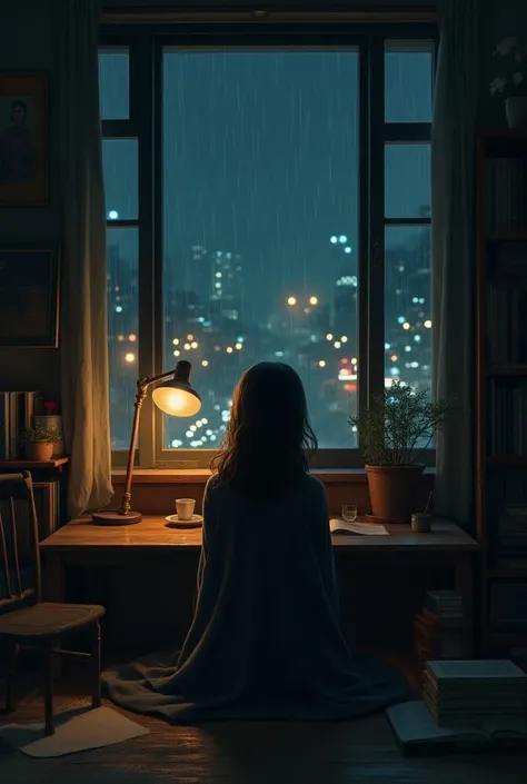  You could make the background with paintings,  a window in the back while the night rain falls , books, music, Korean-style cinema  