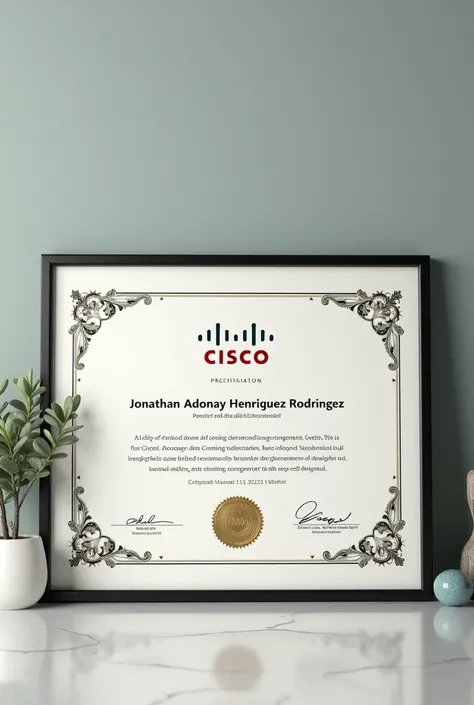 A Cisco diploma with the name of Jonathan Adonay Henriquez Rodríguez 
Only the diploma dated November 13, 2023
