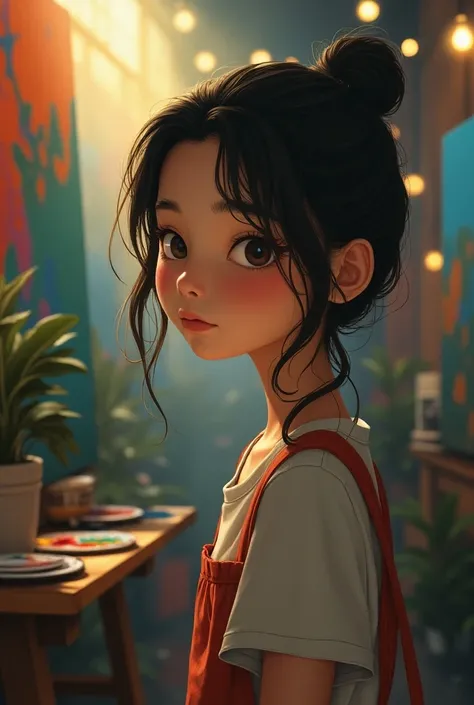 Scenes of Ma Luong watching others paint with a longing look.