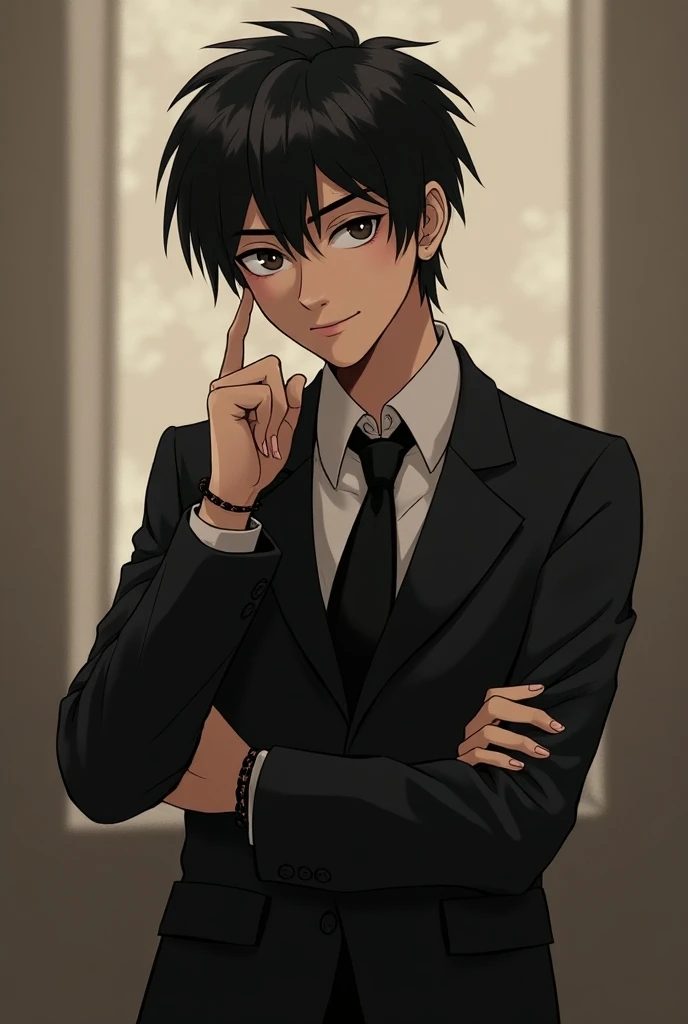  Alexis is a boy with sharp and expressive features ,  with dark and penetrating eyes that reflect both charisma and intensity . His dark and short hair ,  although slightly disheveled ,  he always seems intentionally groomed .  He usually dresses in a sim...