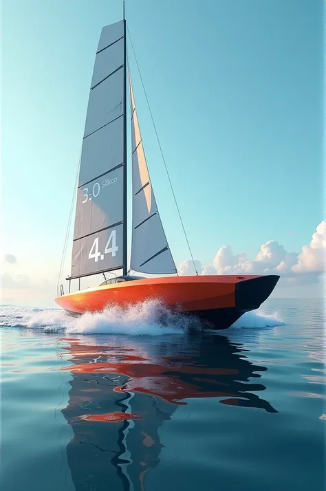 Draw a boat with the number 4.3 and 4 .4