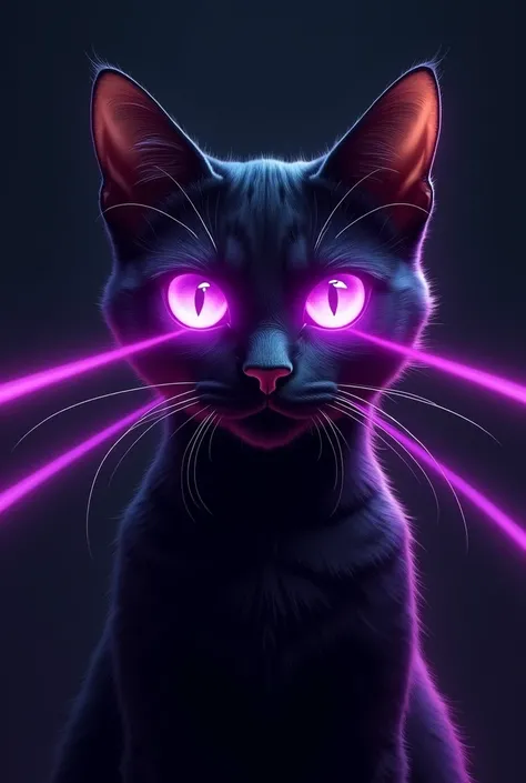 Create a gamer icon of a black cat with purple lasers in its eyes 