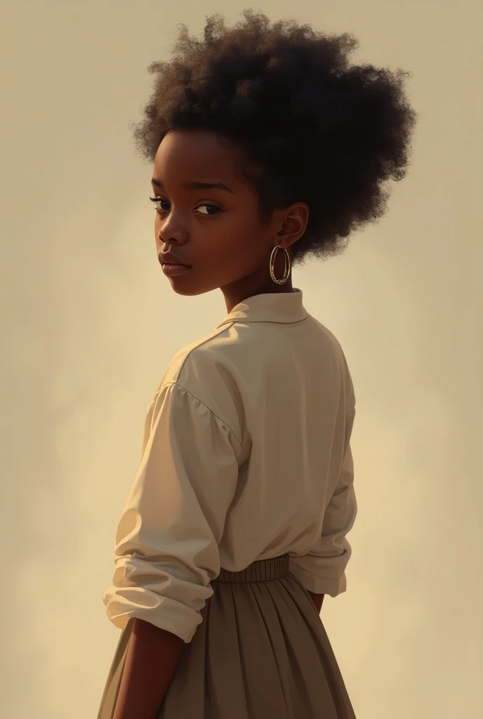 Picture of a black girl facing backward dressed properly