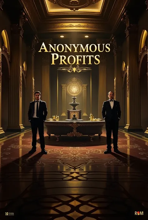 Create an image of my course of the size 2000×590 pixels in the of the Anonymous Profits course enter the big name and place two people on the right side and put the name of the person anonymous and the subject gold and black