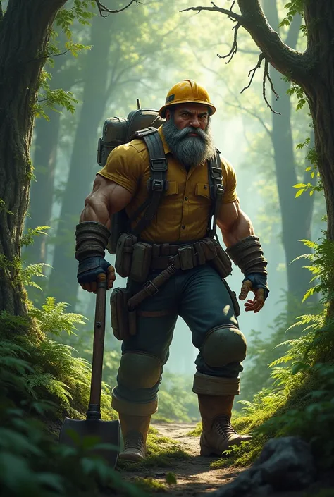 Miner in forest 