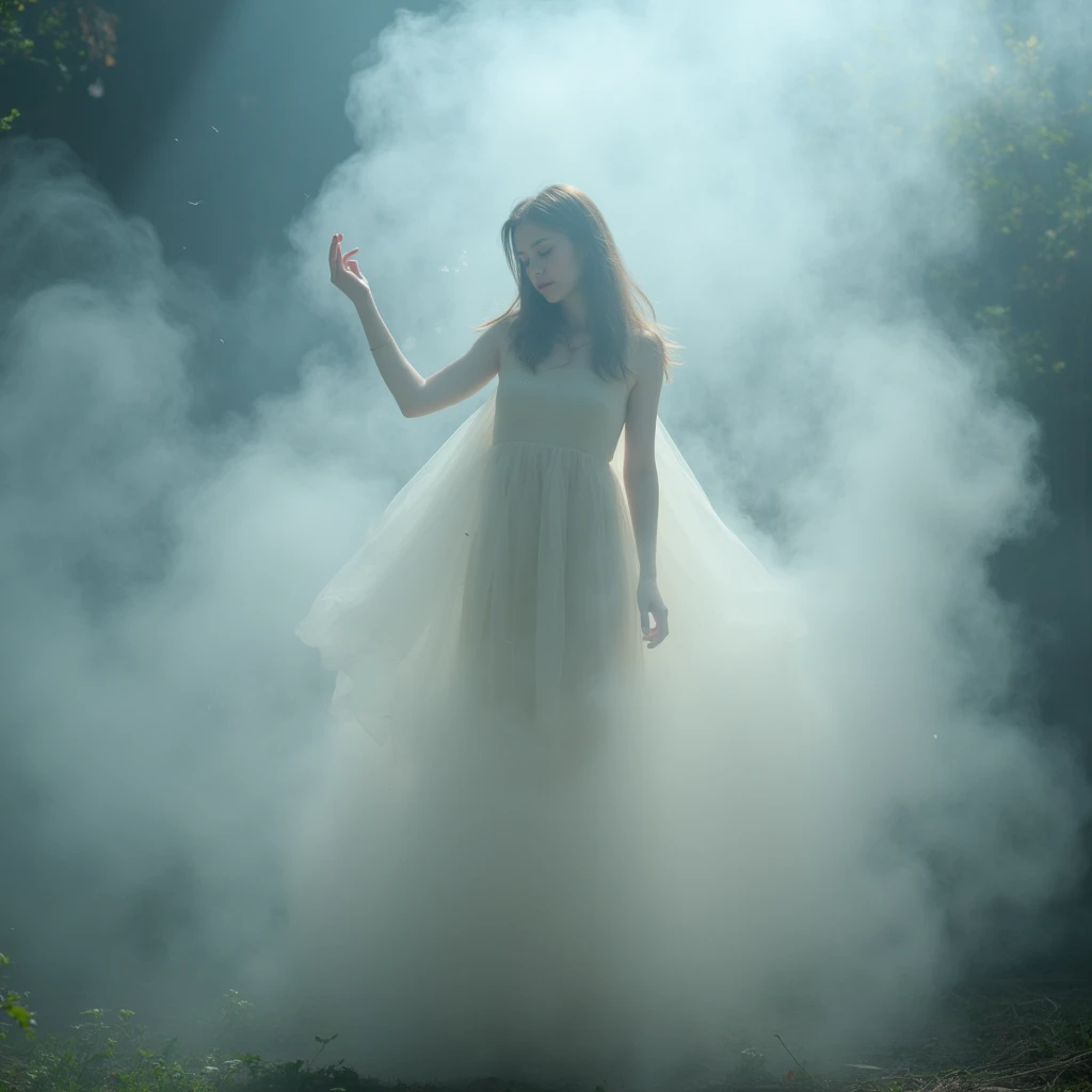 girl, enveloped in a Mystic Fog Enchantment, with magical particles and wisps of mist swirling gracefully. Employ soft and shimmering to enhance the sense of mystery.

35mm photo, dynamic movement, full body, photorealistic, Professional, perfect compositi...