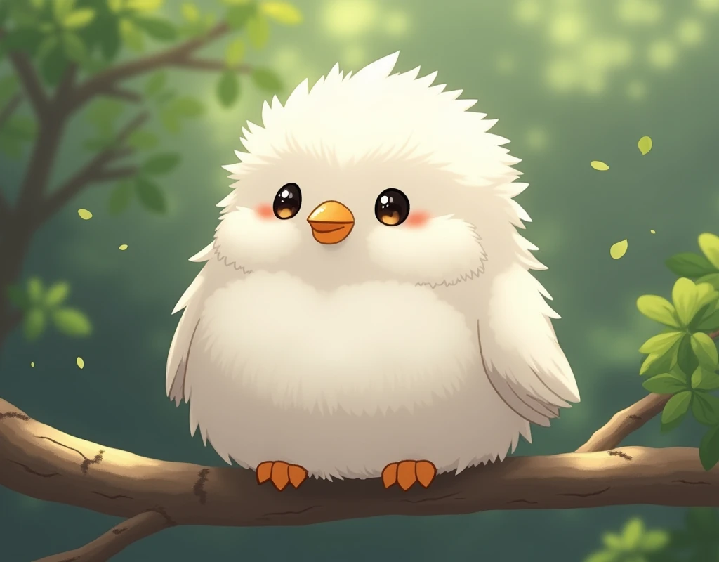 Salangane, white, 白くてFluffy, Fluffy, とてもFluffy, cute, とてもcute, Round eyes, Stocky, Perched on a branch, realistic:1.5, photograph:1.4