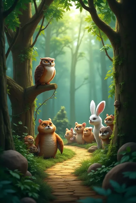 One day, Professor Owl ,  who was already tired of seeing Nino ( The white rabbit)  always avoiding challenges ,  announced an obstacle-jumping competition for forest animals.