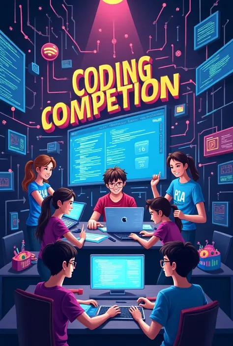 Make a poster for coding competition which is organised by society in college 