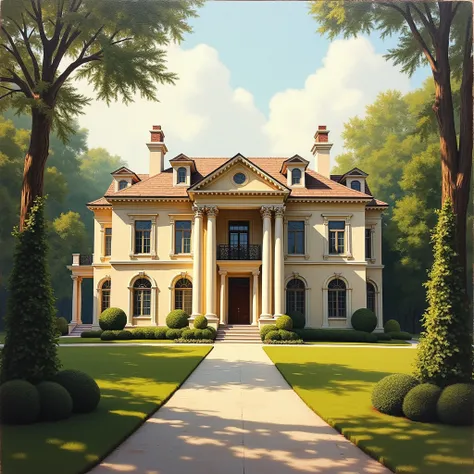 Create an oil painting of real estate, transparent background