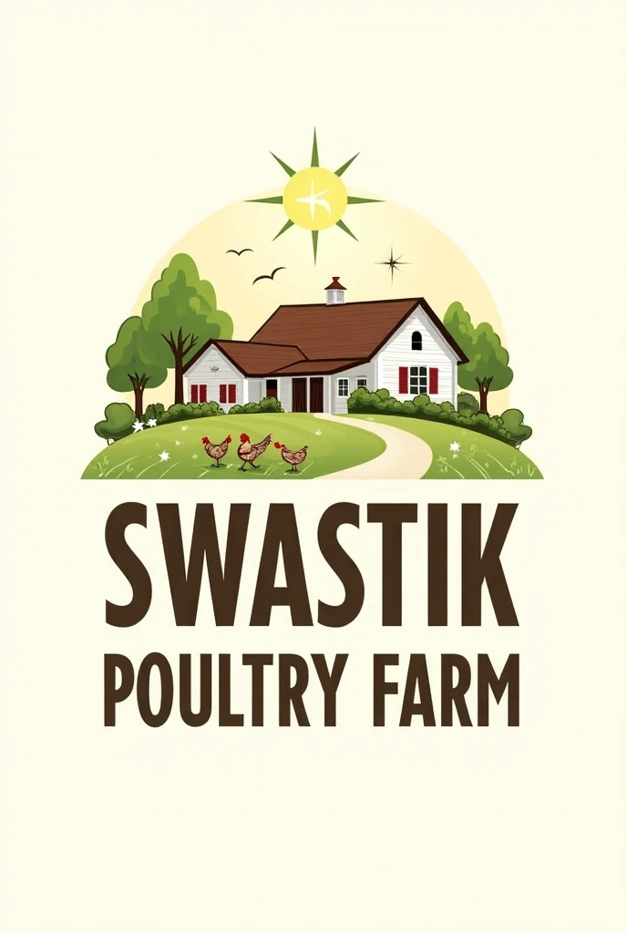 Generate a logo name "SWASTIK POULTRY FARM"  it should be spiritual and village vibe 