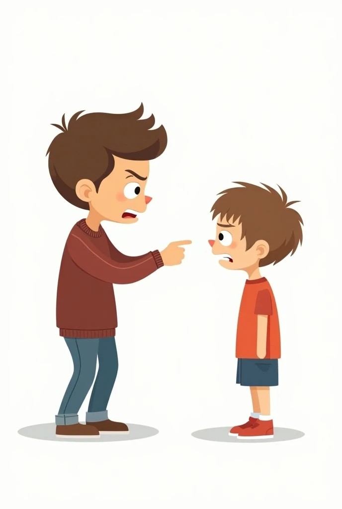 Un enfant insulte un autre qui est triste, style clipart, fond transparent 