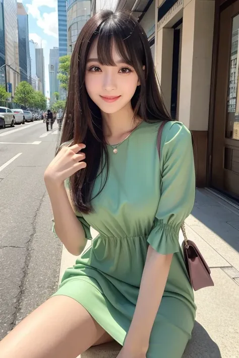       portable     ,bangs、        black hair、        semi-long、          Brown Eyes         、       with straight hair、 ,         model body type        、165cm   、22 years old、 pretty face sitting behind Moislip  、smile、                 natural makeup、Japa...