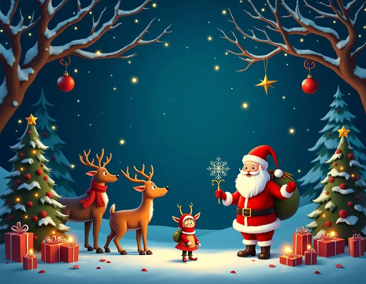 image with Christmas elements dark blue background