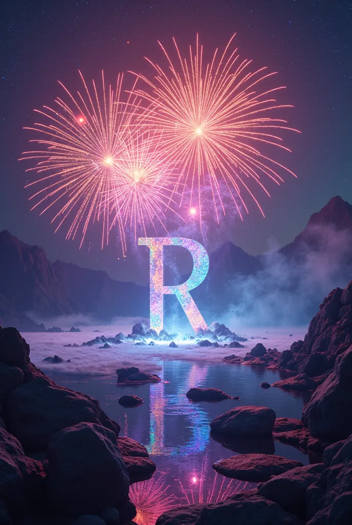  Raelism letters ,firework,Shining in the night sky ,カラフルなfirework,Glitter Effect