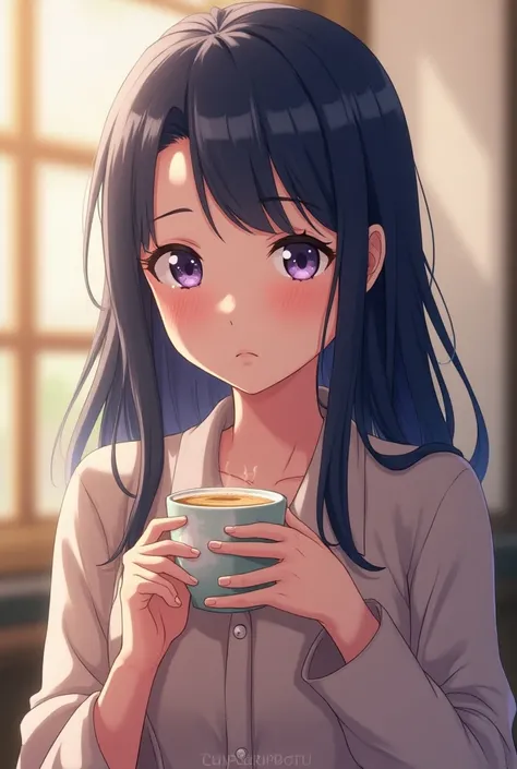 
A anime girl hinata take a cup Naruto 
